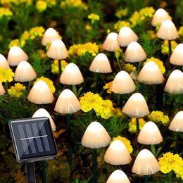 Novelty Lighting Solar Mushroom Fairy String Lights Led Outdoor Waterproof 8Modes Solar Powered In Ground Lights Decoration for Christmas Garden P230403