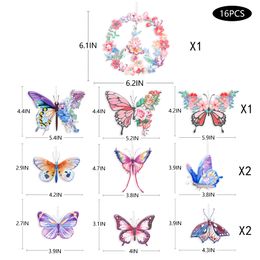 Christmas Decorations Butterfly Ornaments Floral Flower And Butterflies Wreath Acrylic Hanging Tree Ornament Pendant Garland Banner Fo Ams4K