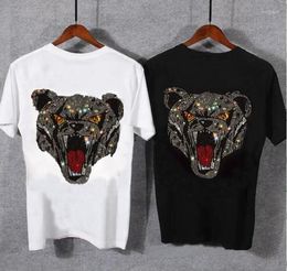 Men's T Shirts 2023 Shirt Short Sleeve Drill Tshirt Men Cotton Tees Tops Rhinestone Designer Top