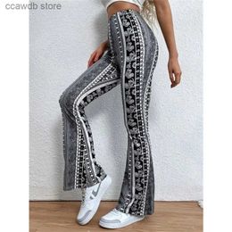Women's Leggings Vintage Printed Flared Pants Women Stretchy Flared Pants High Waist Casual Trousers Sexy Fashion Skinny Wide Leg Flare Pants T231104
