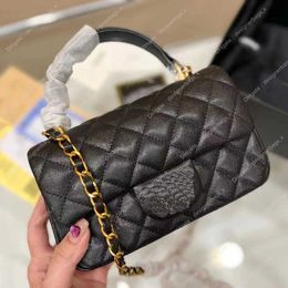 Grain Flap Bag Classic Top Handle Caviar 24ss Cowhide Leather Quilted Plaid Weave Chain Hand Gold Hardware Shoulder Messenger Luxury Designer Wallet