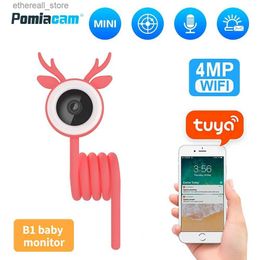 Baby Monitors B1 Baby Monitor Tuya Smart Life Mini Camera 4MP Camera Indoor WiFi Surveillance Camera Can Watch and Record Anytime Q231104