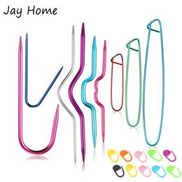 Sewing Notions & Tools 9PCS Knitting Needles Cable Stitch Holder Aluminum Safety Pins Brooch Weaving Yarn 10Pcs Markers