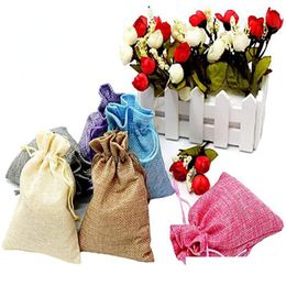 Storage Bags Natural Reusable Linen Bags With Burlap Dstring Jewellery Gift Bag For Wedding Favours Festivals Birthday Christmas Storage Dhrqi