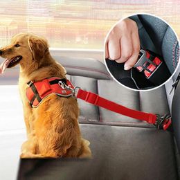 Dog Collars Safe Solid Color Nylon Pet Collar Seat Belt Buckle Adjustable Soft Durable Supplies For Car Accessories