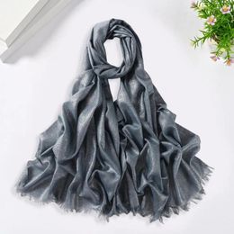 Scarves Women Scarf Soft Shawl Stylish Women's Retro Shiny Tassel Headscarf Wide Long Decorative Windproof Fashionable