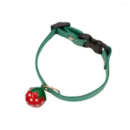 Dog Collars Bell Pet Collar Strawberry Necklace Creative Supplies For Cat (Green Size XS)