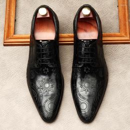 Dress Shoes 2023 Mens Genuine Leather Business Elegant Gentleman Oxford Simple British Style Wedding Black