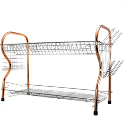 Kitchen Storage Better Chef 2-Tier 22 In. Chrome Plated Dish Rack In Copper