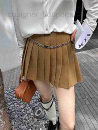 Skirts designer luxury P 23 Early Autumn New Fashion Classic Waist Metal Chain Decoration Pleated High Versatile Short Skirt FQTH