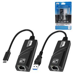 Conectores de rede USB 3.0 USB-C Tipo-C para RJ45 100/1000 Gigabit LAN Ethernet LAN Adaptador de rede 100/1000Mbps para Mac/Win PC 243s com pacote de caixa