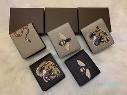 Designer-Men Animal Designers Fashion Short Wallet Leather Black Snake Tiger Bee Women Purse Card Holders With Gift Box