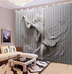 Relief beauty 3D Curtain Printed Three-dimensional Relief Head 3D Bathroom Shower Curtain 3D Curtain Blackout custom curtains