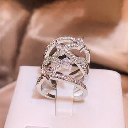 Cluster Rings Luxury High Quality Ring For Women's Style Multi-layer Zircon Adjustable Wedding Bridal Jewellery Anniversary Gift