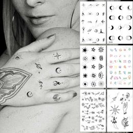 5 PC Temporary Tattoos Waterproof Temporary Tattoo Sticker Mini Small Pattern Moon Sun Black Tatto Hand Fake Tatoo Man Woman Child Flash Tattoos Art Z0403