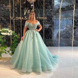 Party Dresses Luxury Elegant Evening Gowns Off The Shoulder Beaded Appliques Pleated Ball Gown Women Prom Plus Size Custom Made