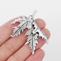 Pendant Necklaces 2pcs Tibetan Silver/Antique Bronze Large Leaves Charms Pendants For Diy Necklace Jewelry Making Findings