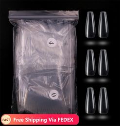 500Pcspack Fake Nail Artificial Press on Long Ballerina Clear Natural White False Coffin Nails Art Tips Full Cover Flase Nails5259553