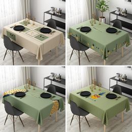 Table Cloth Cartoon Style Artificial Cotton And Linen Tablecloth Waterproof Anti Scalding Thickened Fabric Rectangle Tea