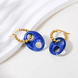 Hoop Earrings 1Pair Acrylic Coffee Bean Stainless Steel Ear Hoops For Women Statement Resin Jewellery Gift