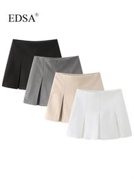 Skirts EDSA Women's Elegant Solid Pleated Skort Summer Fashion Women's miniskirt Shorts 230404