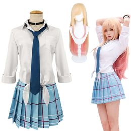 Cosplay Anime My Dress Up Darling Kitagawa Marin Cosplay Costume Dresses School Uniform Wig Earrings Suit Girls