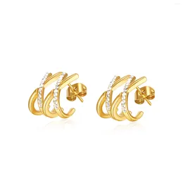 Stud Earrings Fashion Gold Colour Stainless Steel Thick Huggie Earring For Women Chic Irregular Geometric Ear Jewellery Gifts