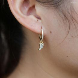 Hoop Earrings Arrived Gold Colour Horn Charm Earring For Women 925 Sterling Silver Delicate Jewellery Pave Shiny Cz Fashion Love Gift