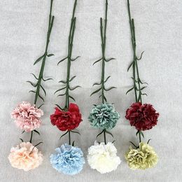 Decorative Flowers Artificial Carnation Single Branch Real Touch Simulation Fake Party Decor Wreath Teachers Mothers Day Gift Bouquet