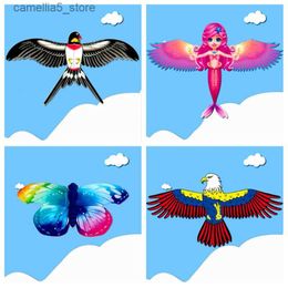 Kite Accessories free shipping 10pcs/lot mini kites flying for children kite line dynamic wing PE kite 3d kite pocket kite for kids fishing rod Q231104