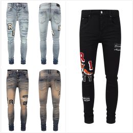 дизайнерские джинсы для мужчин джинсы походные брюки рваные хип-хоп модный бренд High Street Pantalones Vaqueros Para Hombre мотоциклетная вышивка aa плотно прилегающая 907078806