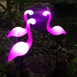 Novelty Lighting Solar Waterproof Flamingo Lawn Light Garden Pile Landscape Light Landscape Lighting Outdoor Light LED Garden Decorative Light P230403