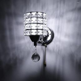 Wall Lamp Lemon Modern Style Creative Light E14 Socket Cylinder Crystal Holder With Pendant And Pull Switch AC 85-250V