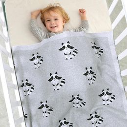 Blankets Baby Knitted Cotton Swaddle Wrap Super Soft Raccoon Born Stroller Bedding Covers Toddler Infant Gift