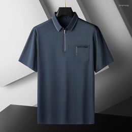 Men's Polos Latest Men's Polo Shirt Summer Breathable Business Casual Loose Short Sleeve Trendy Chest Pocket Style Top