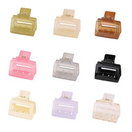 Small Size Square Jelly Colour Hair Clip Acrylic Hair Claw Shark Clamp For Women Girls Fashion Summer Headwear Hair Accessories 2931