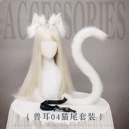 Catsuit Costumes Handmade Animal Ear Women Girl Headwear Cosplay Cats Ears Tails Hair Accessories Hoop for Halloween Party