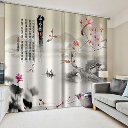 Classic Home Decor 3D Curtain Chinese Colour Painting Bed Room Living Room Office Hotel Cortinas Blackout Curtain Fabric