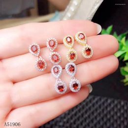 Stud Earrings KJJEAXCMY Boutique Jewels 925 Sterling Silver Inlaid Natural Garnet Gemstone Female Support Test