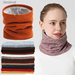 Scarves One Size Fits All Neck Scarf Winter Women Men Youth Boys Girl Knitting Collar Thick Warm Velveted Rings Scarves Neckwarmer ScarfL231104