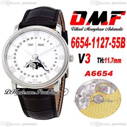 OMF Villeret Complicated Function A6554 Automatic Mens Watch V3 40mm 6654-1127-55B Steel Case White Dial Silver Roman Markers Blac2871