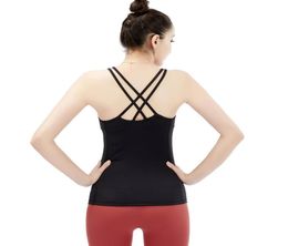 Cross Back Yoga Sport Vest Women Sleeveless Shirts Slim Fit Workout Tank Tops Super Soft Yoga Top Sports Shirt with Padded Bra3883474