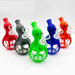 Octopus Style Silicone bong Hookahs with glass bowl Portable foldable Smoking Water pipe Oil Rig Multiple Colors