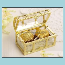 Party Favour Treasure Chest Candy Box Gold Sier Transparent Plastic Wedding Boxes Baby Shower Gift Sn132 Drop Delivery Hom Dhnpd