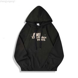 24SS Balanciaga Hoodie Balencaigaity New Paris World Inkjet Graffiti Pure Original Light Luxury OS Loose Speckle Advanced Light Luxury Couple Sweater 23S