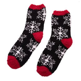 Women Socks Design Multicolor 1Pair Adult One Size Christmas Women's Warm Coral Plush Middle Tube Stockings