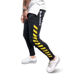 Men's Jeans Men Printed Hip Hop Skinny Pencil Pant Fashion Male Full Length Trousers Ripped Denim Pants Plus Size Black 2023