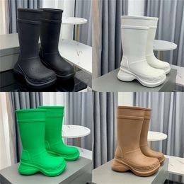 2023 Crocboots Designer Men Women Rain Boots knee high snow black White Brown lock Winter Fashion High Heels Waterproof Thigh-High Booties size 36-45