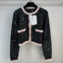 Women's Jackets designer 2023 Autumn/Winter New N Nanyou Gaoding Celebrity Little Fragrant Wind Bead Hook Design Round Neck Knitted Coat for Women 26BV