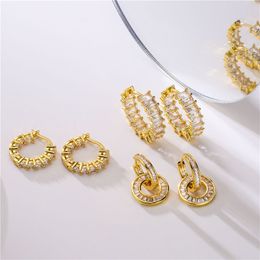 Advanced Sense Huggie Hoop Earrings Various Colours Micro pave Round Square Zircon Earings for Women